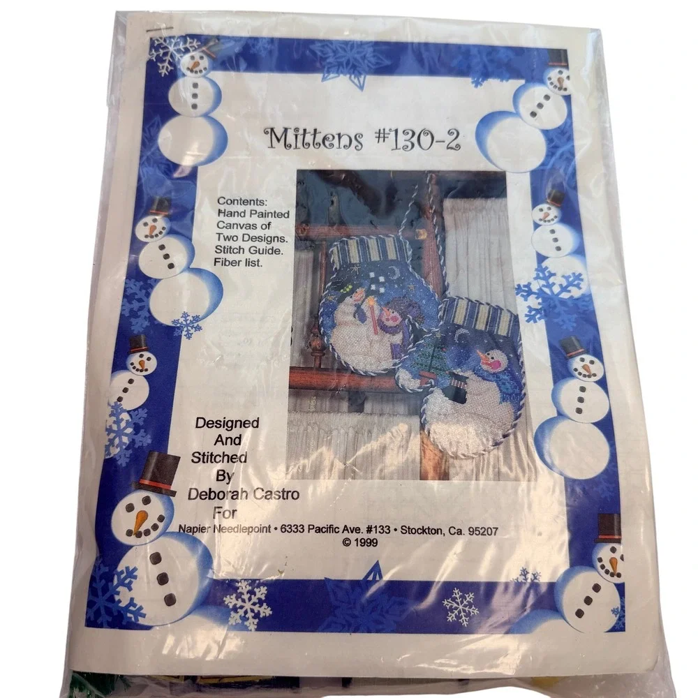 Napier Needlepoint Christmas Mittens Hand Painted Kit Deborah Castro 1999